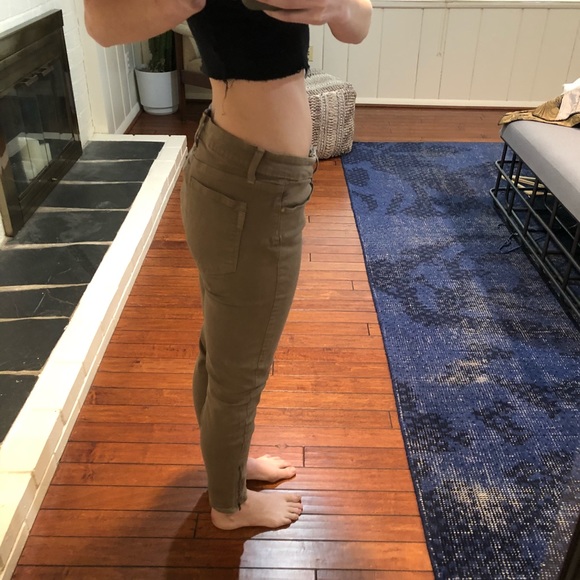 Paige stretch skinny jeans in khaki w/zipper ankle - Picture 8 of 8